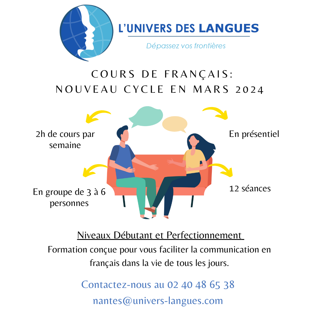 Inscriptions ouvertes pour les cours de Français en groupe !