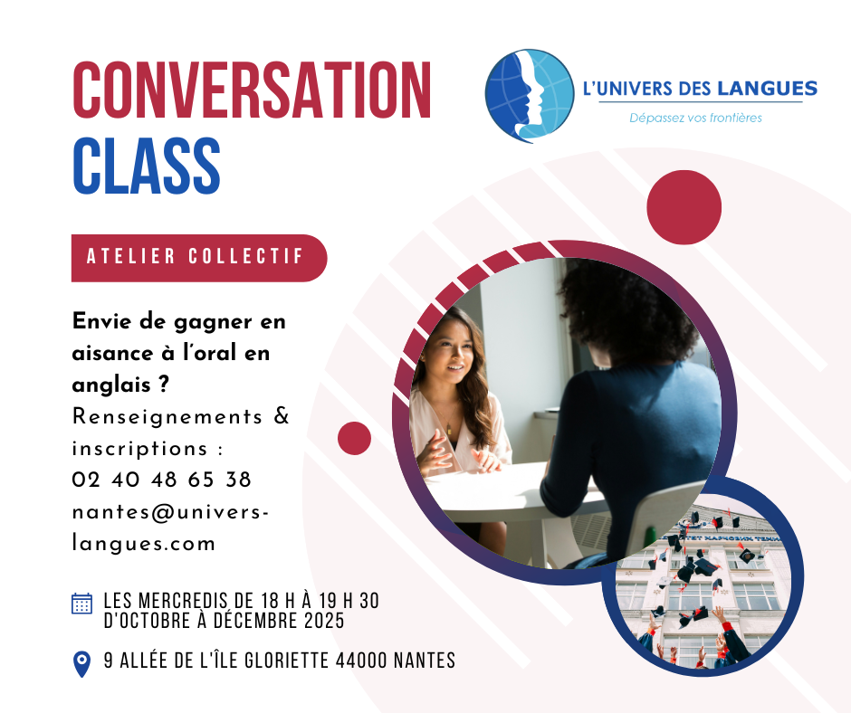 Atelier de conversation en anglais - octobre à décembre 2025